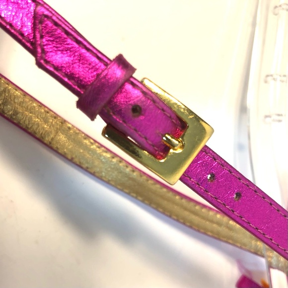 KATE SPADE Metallic Leather Pink & Orange Fringe Ankle Strap Flat Sandals - Picture 6 of 11